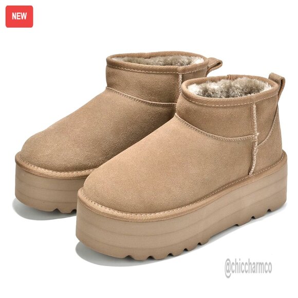 Women's Genuine Leather Ankle Boots with Memory Foam Insole Anti-Slip Winter